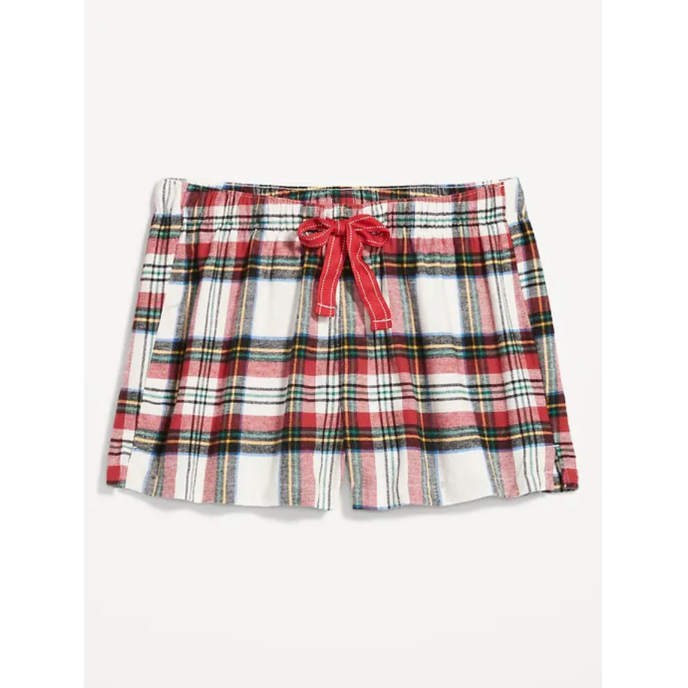 Old Navy Womens Plaid Flannel Pajama Shorts Red White Tartan Sleepwear 3X NEW